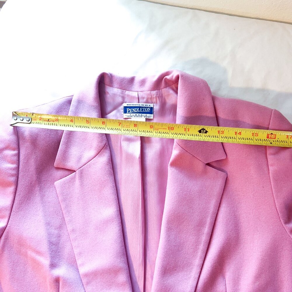 Vintage Pendleton 100% Virgin Wool Pink single button Blazer Coat Jacket Size 12 - Picture 9 of 13